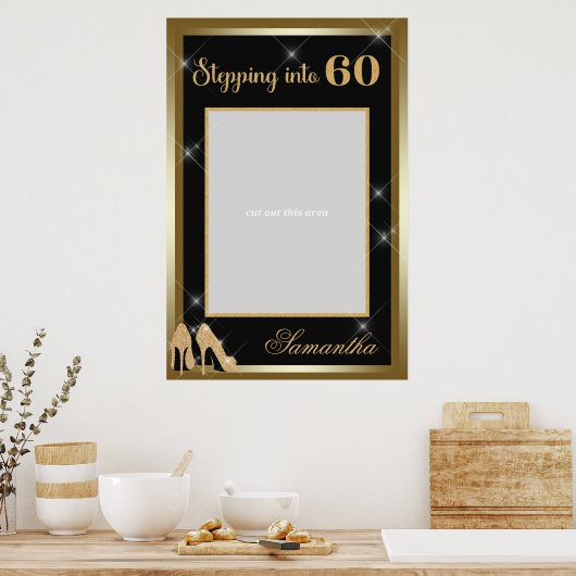 Hoge Hakken 60e Verjaardag Foto Prop Frame Goud Poster (Keuken)