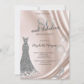 Hoge hakken, ballonnen jurk 80e verjaardag kaart (Voorkant)