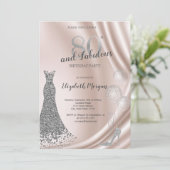 Hoge hakken, ballonnen jurk 80e verjaardag kaart (Staand voorkant)