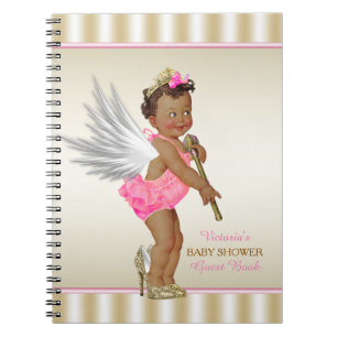 Hoge Hakken Engel Etnisch Meisje Baby Shower Gastb Notitieboek