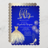 Hoge hakken, Jurk, Champagne Blauw 50th Kaart (Voorkant / Achterkant)