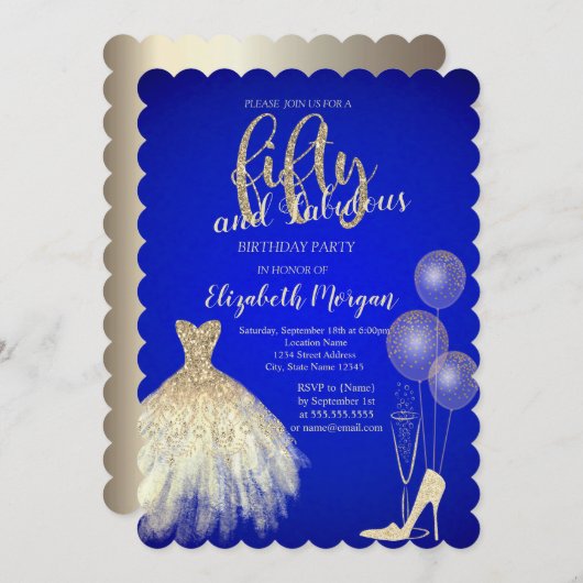 Hoge hakken, Jurk, Champagne Blauw 50th Kaart (Voorkant / Achterkant)