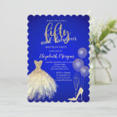 Hoge hakken, Jurk, Champagne Blauw 50th Kaart (Staand voorkant)