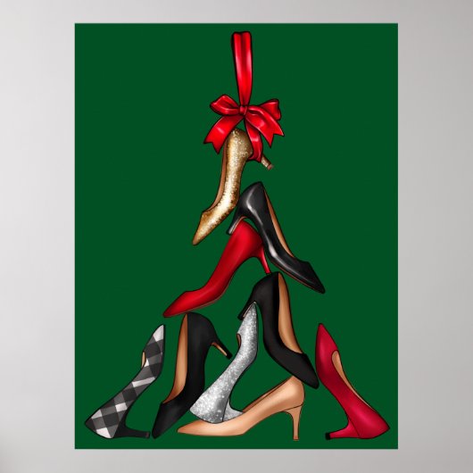 Hoge hakken kerstboom Poster (Voorkant)