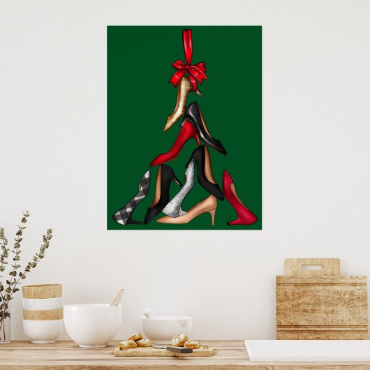 Hoge hakken kerstboom Poster (Keuken)