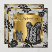 Hoge Hakken Kroonluchter Kant Korset Zwart 2 Kaart (Voorkant / Achterkant)