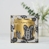 Hoge Hakken Kroonluchter Kant Korset Zwart 2 Kaart (Staand voorkant)