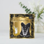 Hoge Hakken Kroonluchter Kant Korset Zwart Goud Kaart (Staand voorkant)