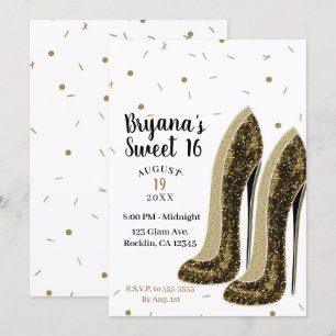 Hoge Hakken Mode Schoenen Glam Beauty Sweet 16 Kaart