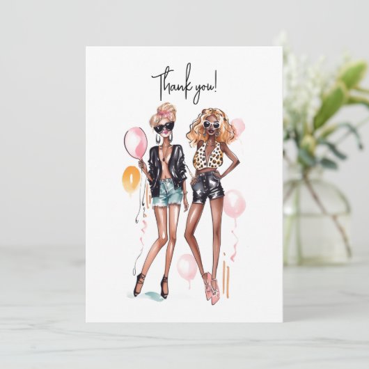 Hoge hakken op de zwarte krullaardoppervlakte bedankkaart (Staand voorkant)