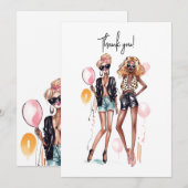 Hoge hakken op de zwarte krullaardoppervlakte bedankkaart (Voorkant / Achterkant)