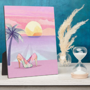 Hoge Hakken op het Strand Kunstprint, Pastel Tropi Fotoplaat
