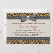 Hoge Hakken Roze Luipaard Verjaardagsfeestje Kaart (Achterkant)