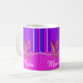 Hoge Hakken Roze Paarse Streep Mok (Voorkant links)