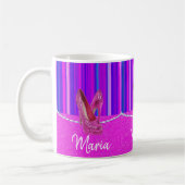 Hoge Hakken Roze Paarse Streep Mok (Links)