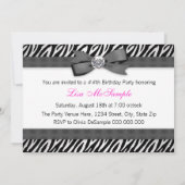 Hoge Hakken Roze Zebra Verjaardagsfeestje Kaart (Achterkant)