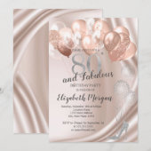 Hoge hakken, Rozen gouden ballonnen 80ste verjaard Kaart (Voorkant / Achterkant)