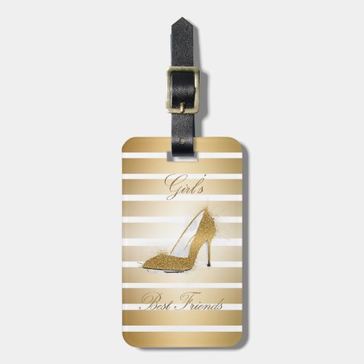  hoge hakken schoen "Meisjes beste vrienden" Bagagelabel (Voorkant verticaal)