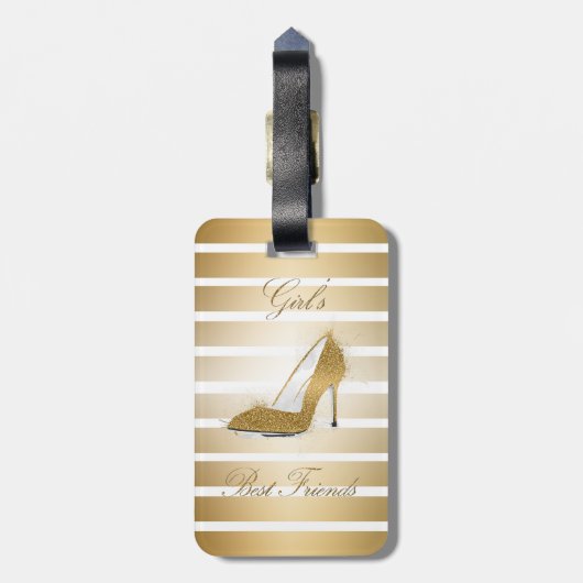  hoge hakken schoen "Meisjes beste vrienden" Bagagelabel (Achterkant verticaal)