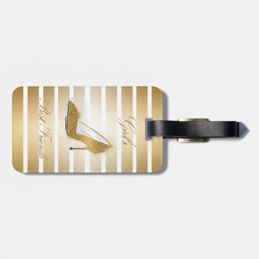  hoge hakken schoen "Meisjes beste vrienden" Bagagelabel (Achterkant horizontaal)