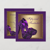 Hoge Hakken Schoenen Dames Paars 50e Verjaardag Fe Kaart (Voorkant / Achterkant)