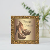 Hoge Hakken Schoenen Vrouwen Goud 50ste Verjaardag Kaart (Staand voorkant)