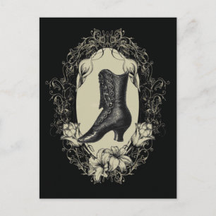 Hoge hakken schoenenliefhebber zwart bloemig Victo Briefkaart