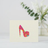 Hoge hakken, Stiletto, pompen, bloemen, rode schoe Briefkaart (Staand voorkant)