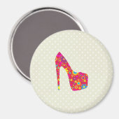 Hoge hakken, Stiletto, pompen, bloemen, rode schoe Magneet (Voorkant / Achterkant)