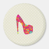 Hoge hakken, Stiletto, pompen, bloemen, rode schoe Magneet (Voorkant)
