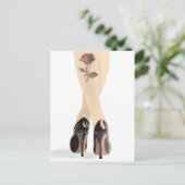 hoge hakken tattoo roos briefkaart (Staand voorkant)