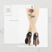 hoge hakken tattoo roos briefkaart (Voorkant / Achterkant)