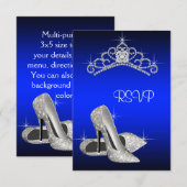 Hoge hakken Tiara Royal Blue Quinceanera RSVP (Voorkant / Achterkant)