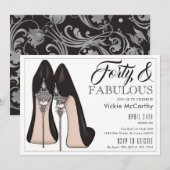 Hoge hakken veertig en fantastische verjaardag kaart (Voorkant / Achterkant)