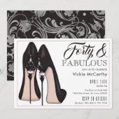 Hoge hakken veertig en fantastische verjaardag kaart (Voorkant / Achterkant)