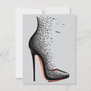 Hoge Hakken Vogels Muurkunst – Surrealistische Mod Briefkaart