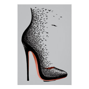 Hoge Hakken Vogels Muurkunst – Surrealistische Mod Perfect Poster
