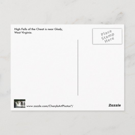 Hoge Herfsten van Cheat River WV Waterval Briefkaa Briefkaart (Achterkant)