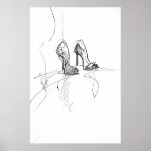 Hoge hiel Mode schets - Poster