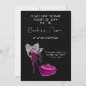 Hoge hiel schoenen Hot Pink Black Save the Date (Achterkant)