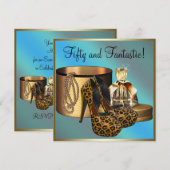 Hoge hiel schoenen Leopard Gold Vrouwen 50ste verj Kaart (Voorkant / Achterkant)