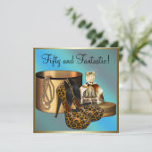 Hoge hiel schoenen Leopard Gold Vrouwen 50ste verj Kaart (Staand voorkant)