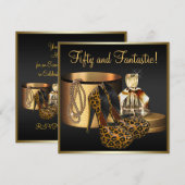 Hoge hiel schoenen Leopard Gold Vrouwen 50ste verj Kaart (Voorkant / Achterkant)