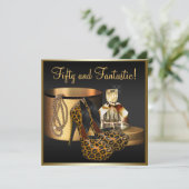 Hoge hiel schoenen Leopard Gold Vrouwen 50ste verj Kaart (Staand voorkant)