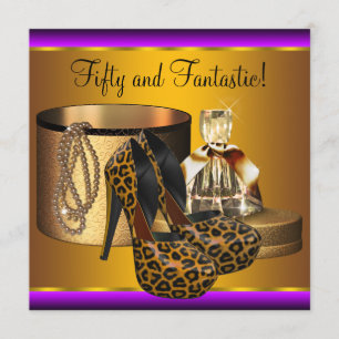 Hoge hiel schoenen Leopard Gold Vrouwen 50ste verj Kaart