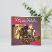 Hoge hiel schoenen Leopard Gold Vrouwen 50ste verj Kaart (Staand voorkant)