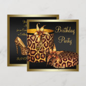 Hoge hiel schoenen Leopard Gold Vrouwen 50ste verj Kaart (Voorkant / Achterkant)