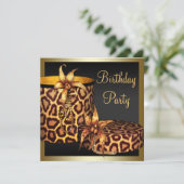 Hoge hiel schoenen Leopard Gold Vrouwen 50ste verj Kaart (Staand voorkant)