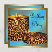 Hoge hiel schoenen Leopard Gold Vrouwen 50ste verj Kaart (Voorkant / Achterkant)