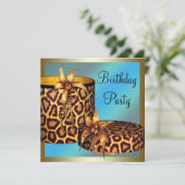 Hoge hiel schoenen Leopard Gold Vrouwen 50ste verj Kaart (Staand voorkant)